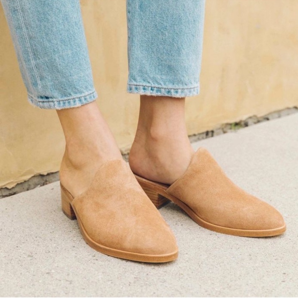 Soludos Tan Suede Venetian Mules Size 9